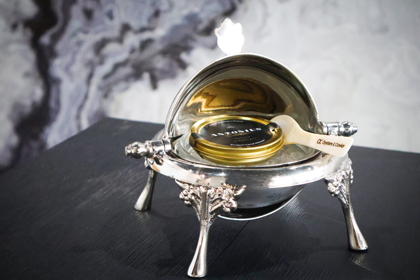 Stainless Steel Roll-top caviar server