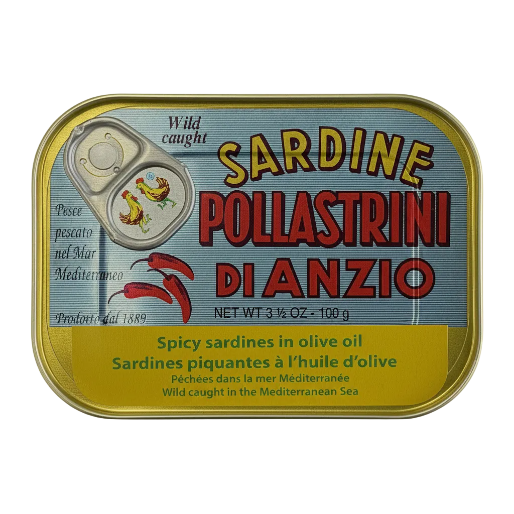 Spicy sardines in olive oil "Pollastrini"