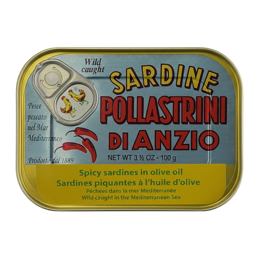 Spicy sardines in olive oil "Pollastrini"
