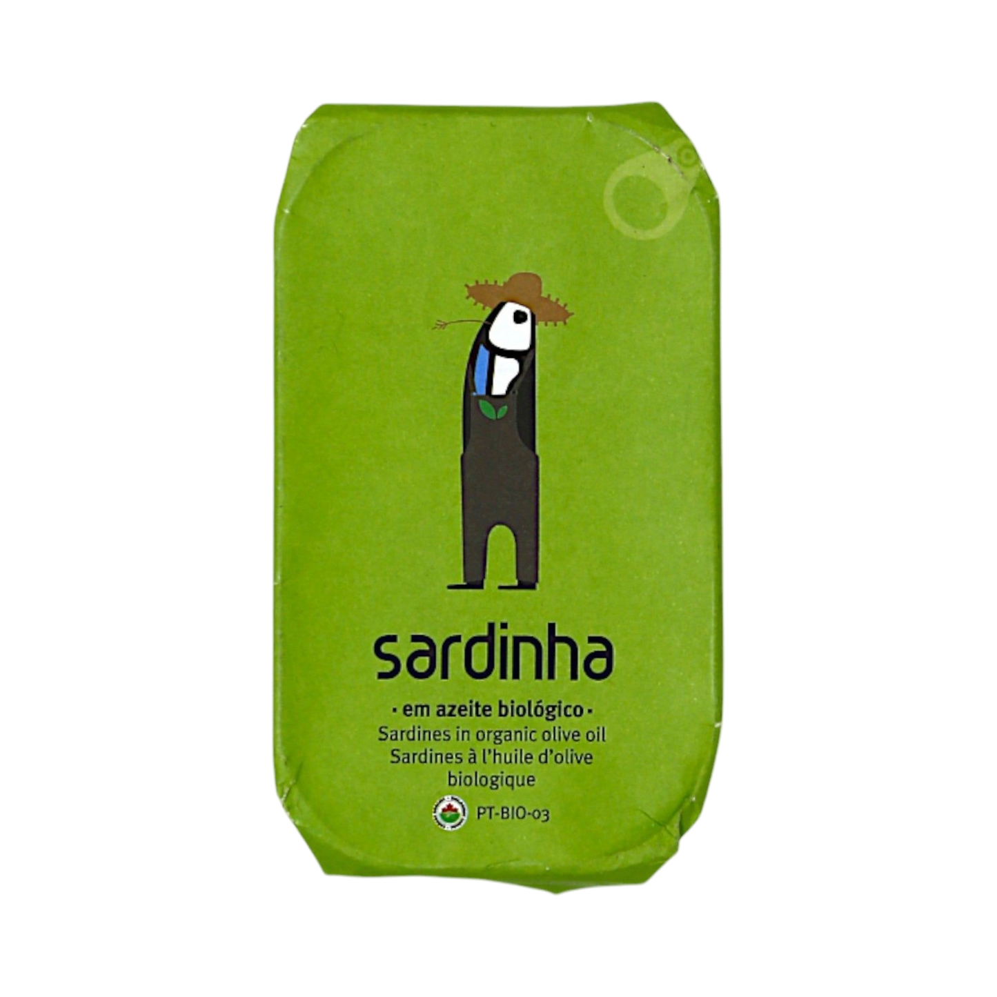 Sardinha House sardines in organic olive oil, tin front view