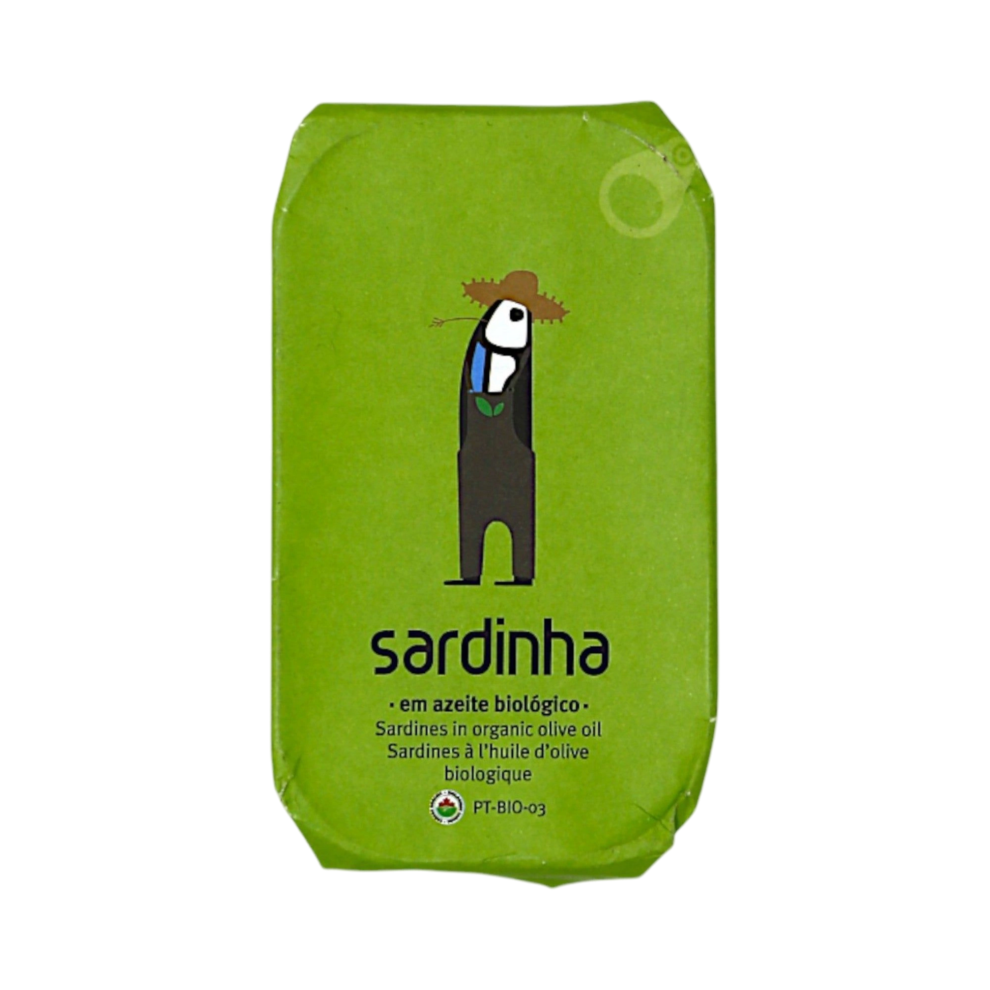 Sardinha House sardines in organic olive oil, tin front view