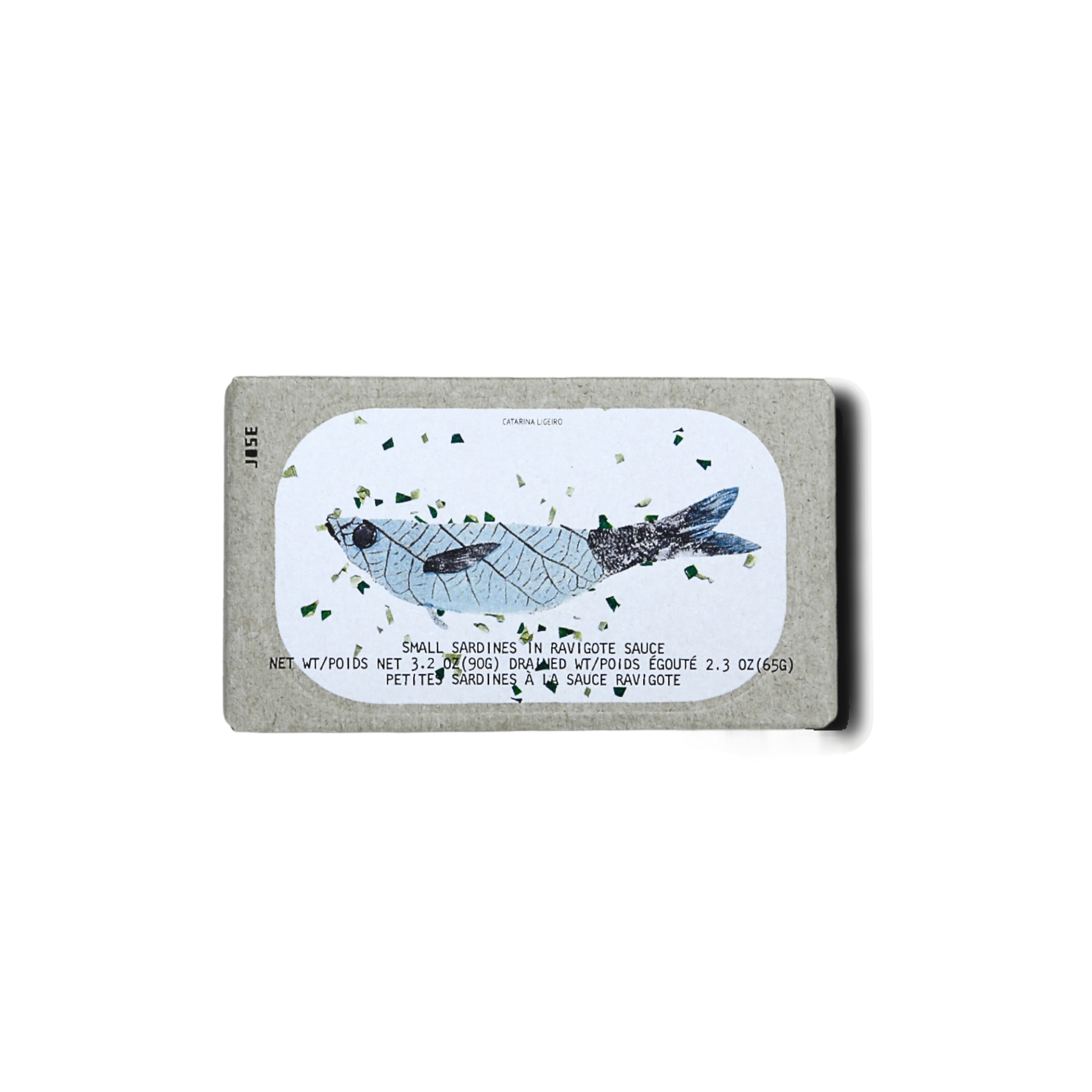 José Gourmet sardines in ravigote sauce, tin front view
